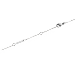 Close-up of the Mirelle Solitaire Necklace Silver showing the adjustable silver chain with multiple fastening loops and a secure clasp for a custom fit.