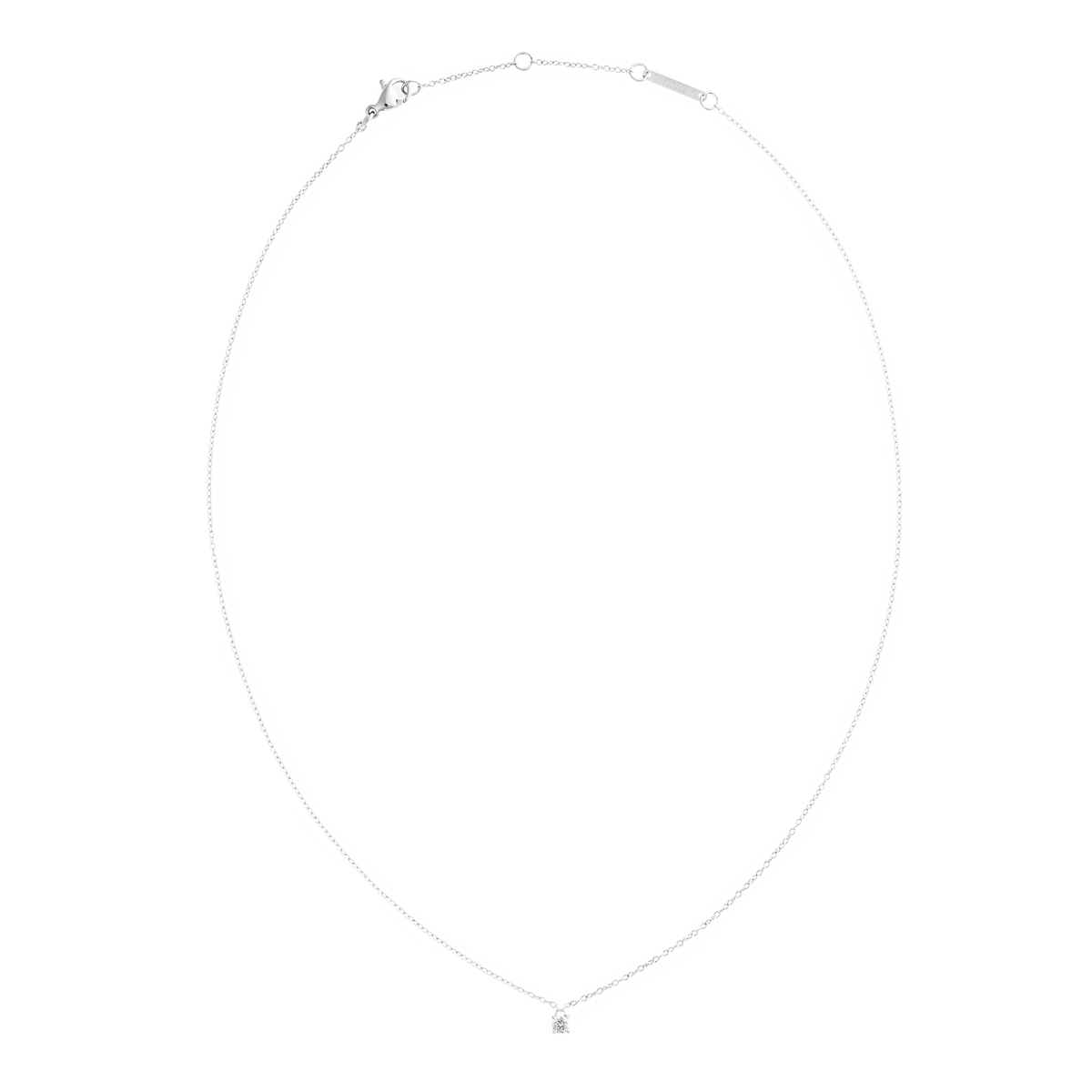 Mirelle Solitaire Necklace Silver with an adjustable fine silver chain and a single white cubic zirconia pendant, designed for a minimalist and elegant look.