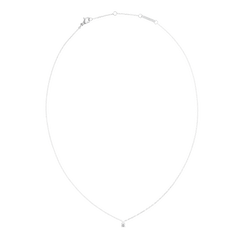 Mirelle Solitaire Necklace Silver with an adjustable fine silver chain and a single white cubic zirconia pendant, designed for a minimalist and elegant look.