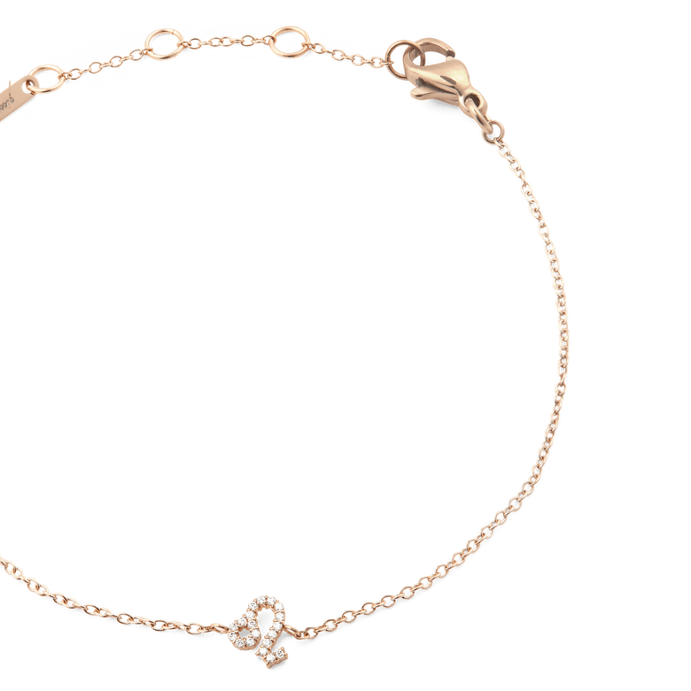 Crystal Zodiac Chain Bracelet Rose Gold with an adjustable slim chain and a sparkling Leo zodiac pendant, crafted in rose gold for a refined, personalised accessory.