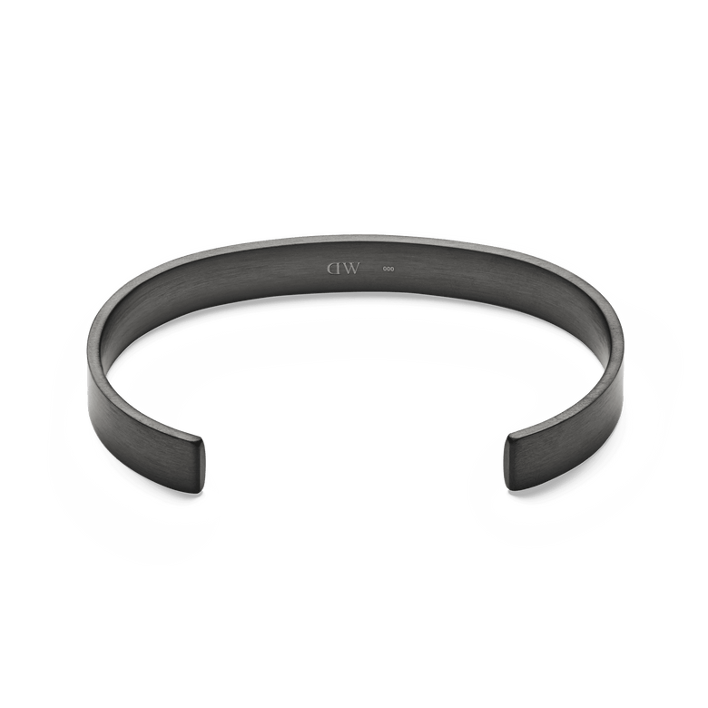 Line Cuff Brushed Graphite open cuff bracelet with a smooth brushed graphite finish, showing the inner side and minimalist design suitable for both men and women.