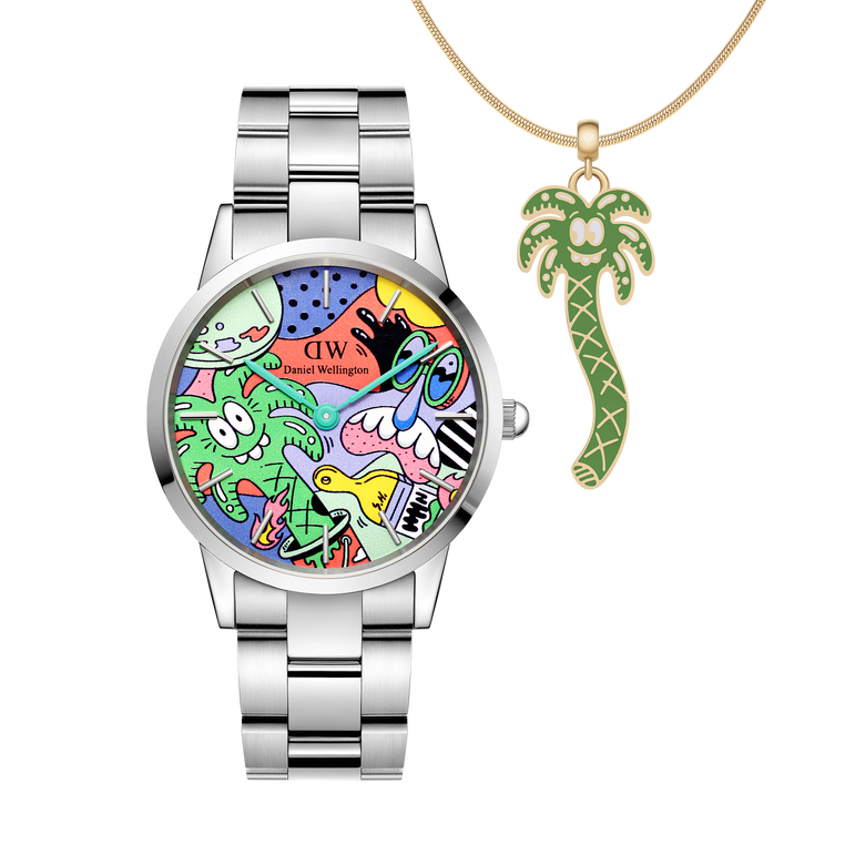 Steven Harrington x DW SET: Iconic Link Multicolor & Palm Tree Charm Silver