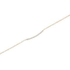 Close-up of the Mirelle Eternity Necklace Rose Gold, showing a slender rose gold bar pendant set with sparkling white cubic zirconia crystals on a fine chain.