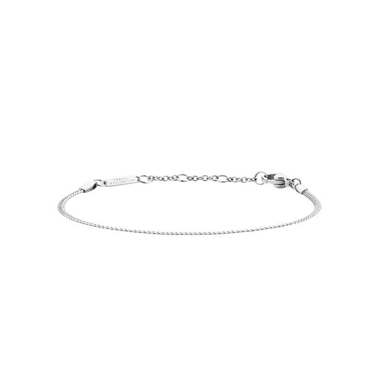 Flat Chain Bracelet S in polished silver stainless steel, featuring a delicate chain design with adjustable rings and a secure clasp for petite wrists.