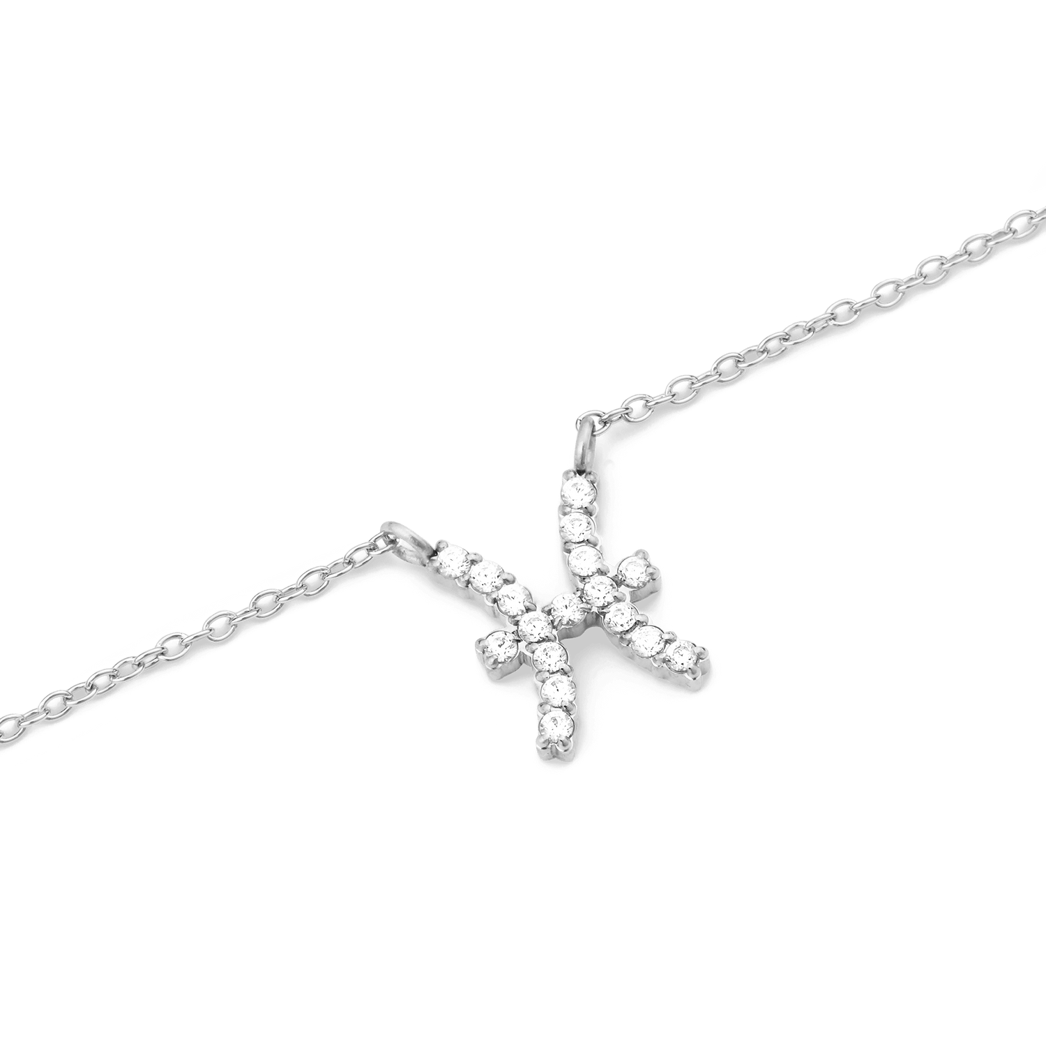 Crystal Zodiac Chain Necklace Silver