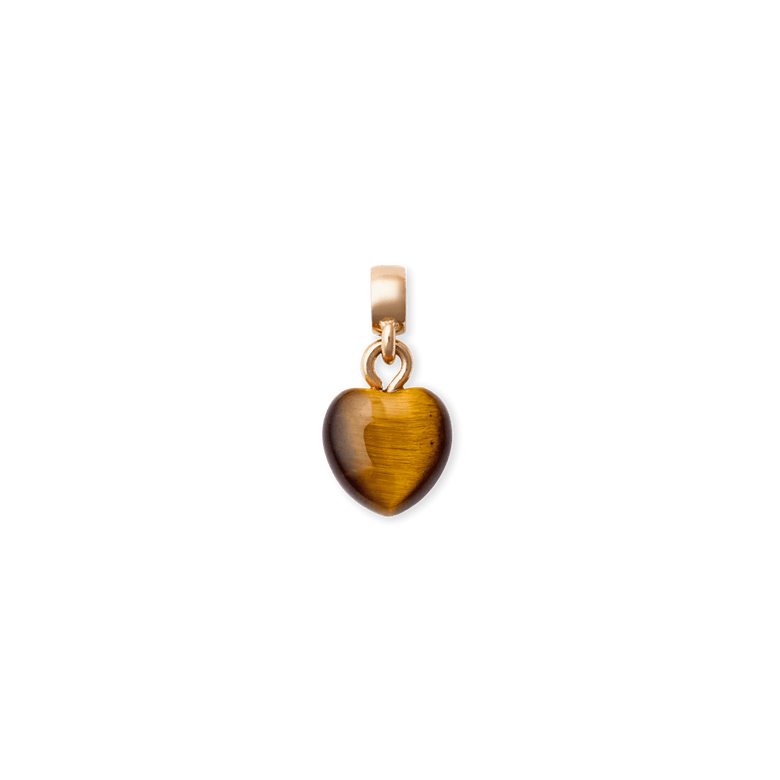 Tiger eye Heart Rose Gold Charm