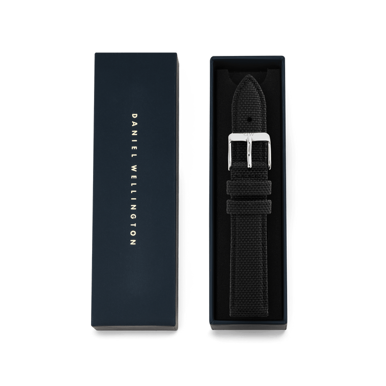 Black Canvas Strap Silver