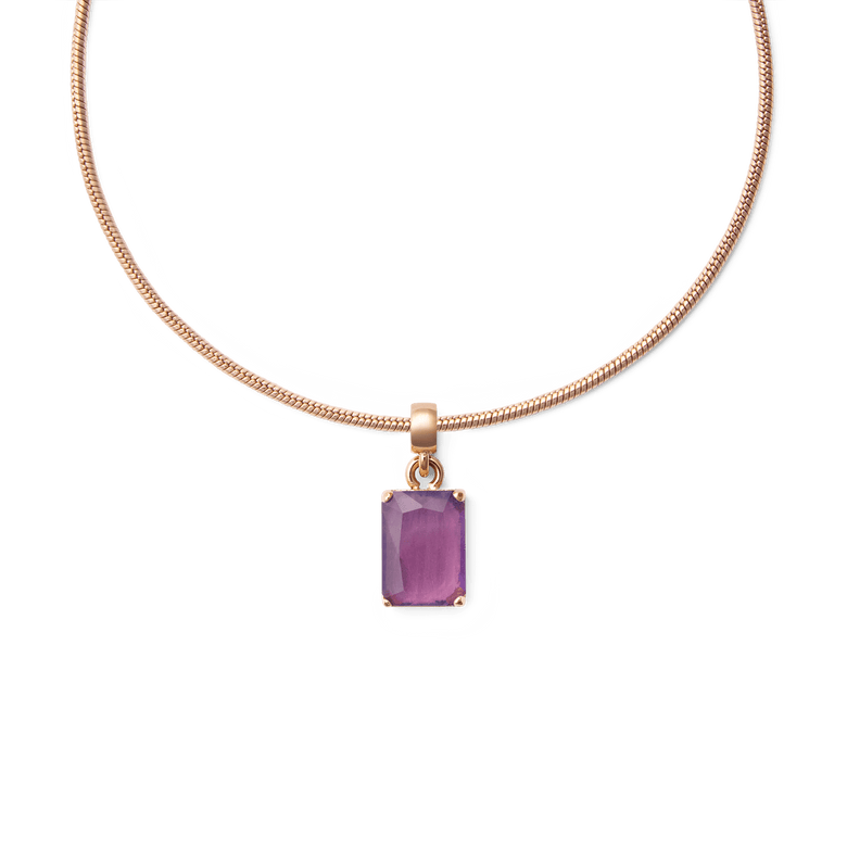 Amethyst Octagon Rose Gold Charm