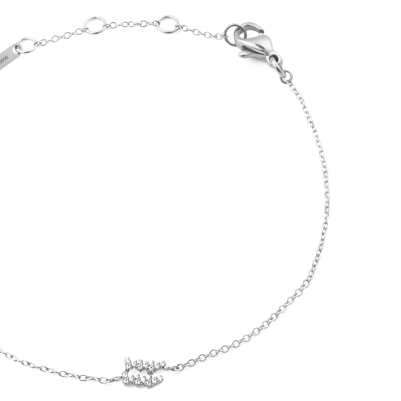 Crystal Zodiac Chain Bracelet Silver featuring a fine adjustable chain, secure lobster clasp, and a crystal-encrusted zodiac charm for a subtle, elegant finish.