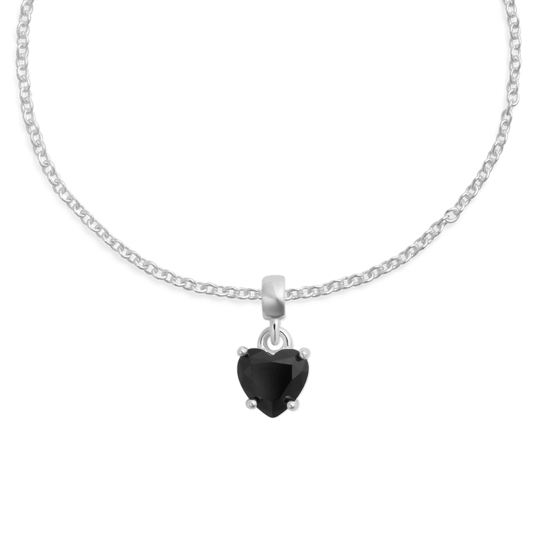 Charm Heart Crystal Black Silver