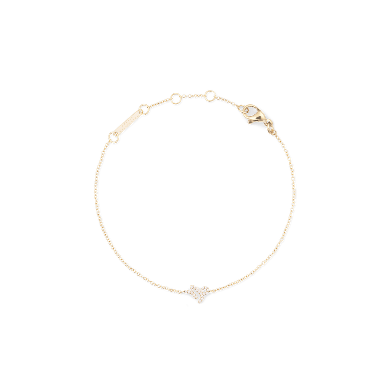 Crystal Zodiac Chain Bracelet Gold with a delicate gold chain, adjustable sizing rings, and a sparkling crystal zodiac charm, finished with a secure lobster clasp.