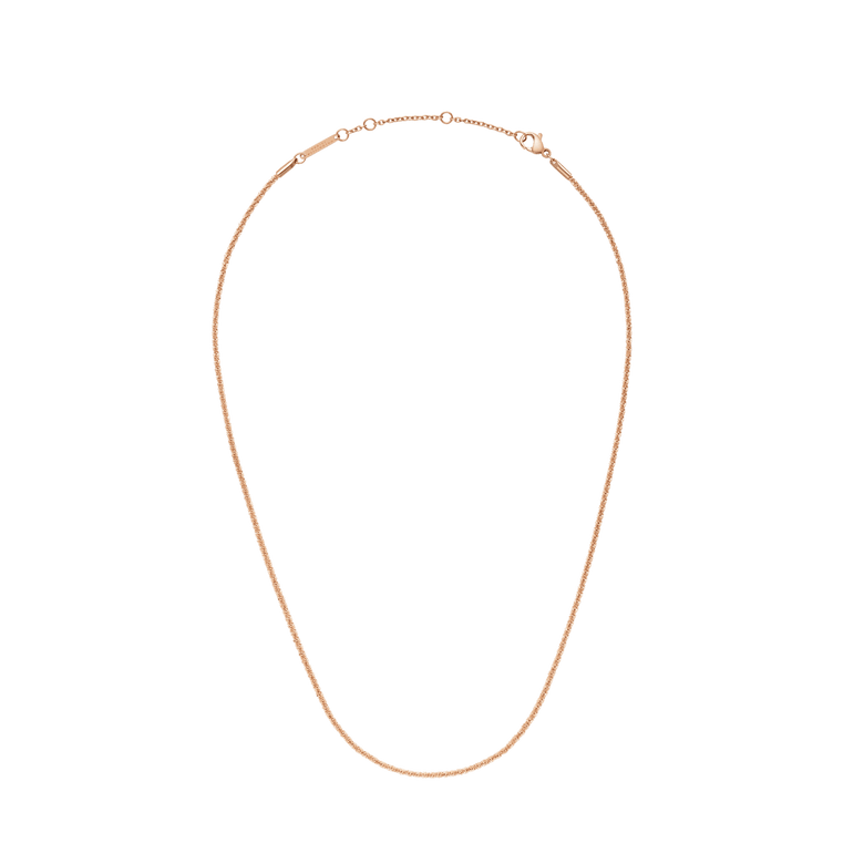 Twisted Chain Necklace RG with slim, twisted links in rose gold, featuring an adjustable clasp for versatile styling.