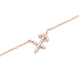 Crystal Zodiac Chain Necklace Rose Gold featuring a Sagittarius arrow pendant set with sparkling crystals on a delicate rose gold chain.