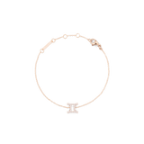Crystal Zodiac Chain Bracelet Rose Gold with a Gemini crystal pendant, featuring a fine adjustable rose gold chain and a sparkling zodiac detail.