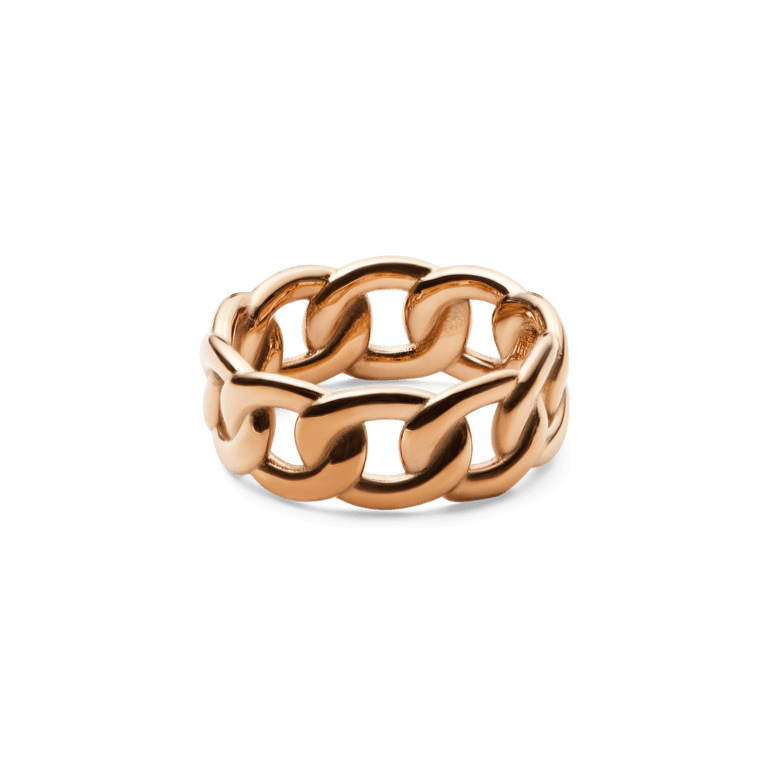 Chunky Chain Ring Rose Gold featuring a bold chain-link band and polished rose gold finish, designed for versatile styling.