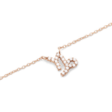 Crystal Zodiac Chain Necklace Rose Gold featuring a Capricorn symbol pendant set with sparkling crystals on a fine rose gold chain.