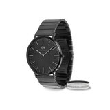 Classic Piano Link Onyx Unitone & Elan Ring Silver Set