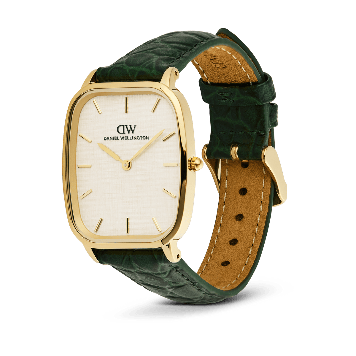 Marlon Green Croc Belly Linen Gold