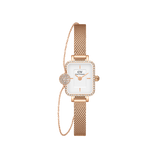 Quadro Mini Lumine Bezel & Pave Crystal Pendant Bracelet Rose Gold