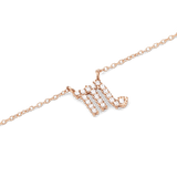 Crystal Zodiac Chain Necklace Rose Gold featuring a Scorpio zodiac pendant set with sparkling crystals on a delicate rose gold chain.