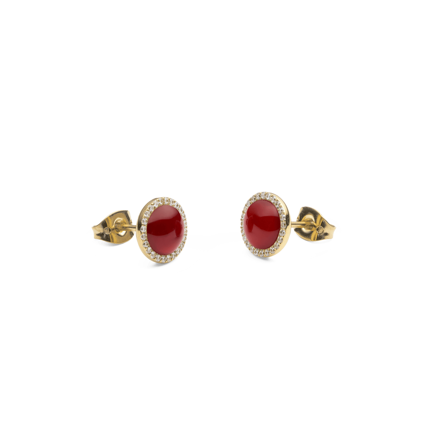 Audrey Earrings  Red Agathe Gold