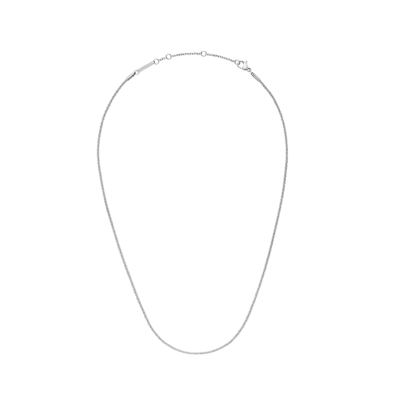 Twisted Chain Necklace S shown with its slim, twisted silver links and adjustable clasp, highlighting its minimalist and versatile design.