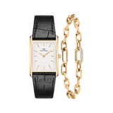 Bound Black Crocodile & Crystal Link Bracelet Gold