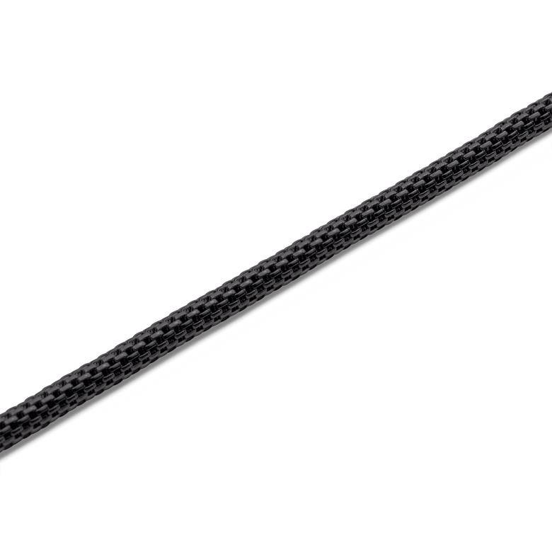 Detailed view of the Tide Mesh Necklace Black 2.8 highlighting the fine black mesh chain and smooth, polished stainless steel links.