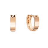 A pair of Daniel Wellington Line Earring Polished Rose Gold 3.5mm hoop earrings, crafted from polished rose gold PVD-plated stainless steel, featuring a minimalist design with a smooth, reflective finish and a secure latch-back closure.
