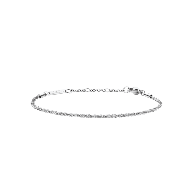 Slim silver Twisted Chain Bracelet S with a textured, twisted chain and adjustable clasp, crafted from stainless steel for a comfortable and versatile fit.