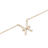 Close-up of the Crystal Zodiac Chain Necklace Gold showing a fine gold chain with a Pisces zodiac pendant, set with sparkling hand-placed crystals for a refined and personalised touch.