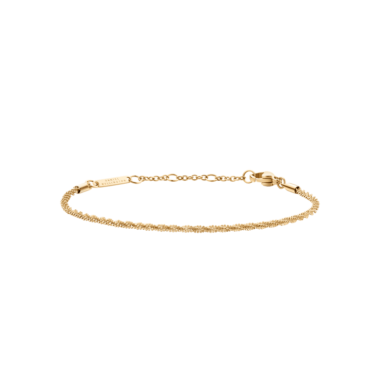 Twisted Chain Bracelet G featuring a slim, twisted gold chain design with adjustable links and a secure clasp, crafted from stainless steel with gold PVD plating.