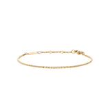 Slim gold box chain bracelet with adjustable clasp, crafted from stainless steel and gold PVD plating, featuring a refined and modern design suitable for layering or wearing alone.