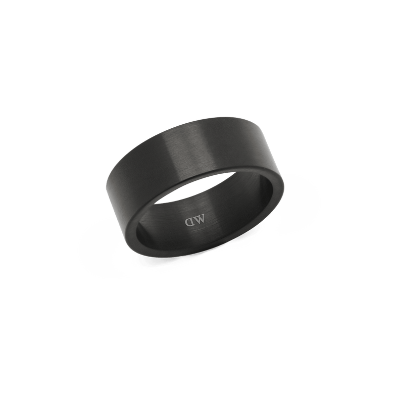 Wide band Line Ring Brushed Graphite 8mm featuring a matte brushed graphite finish, crafted from stainless steel with a polished interior and minimalist design suitable for everyday wear.