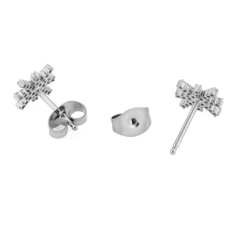 Back view of Mirelle Star Earring Silver showing the star-shaped stud design, stainless steel posts, and secure butterfly backs, highlighting the quality craftsmanship and hypoallergenic finish.