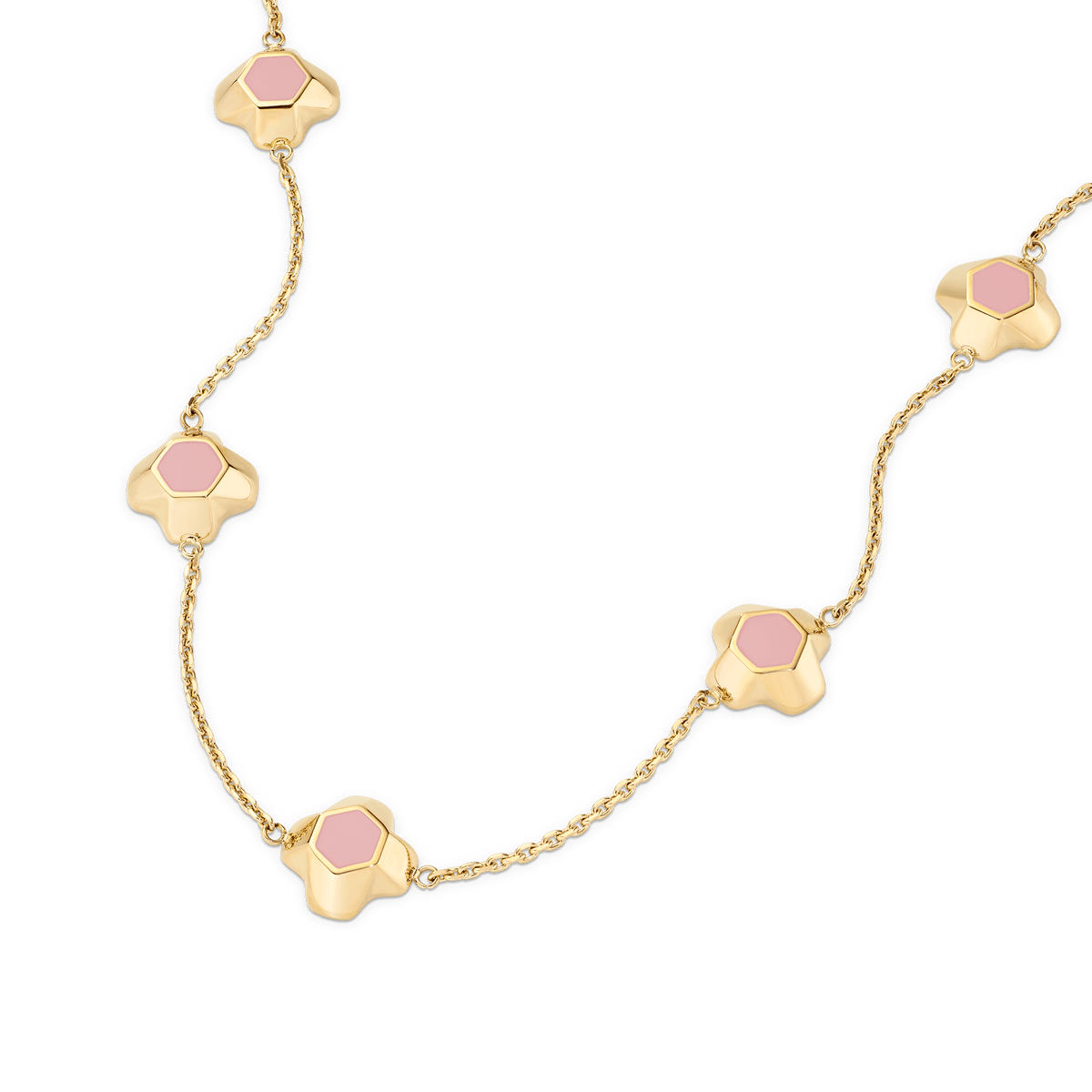 North Star Necklace 7 Small Apricot Enamel Gold