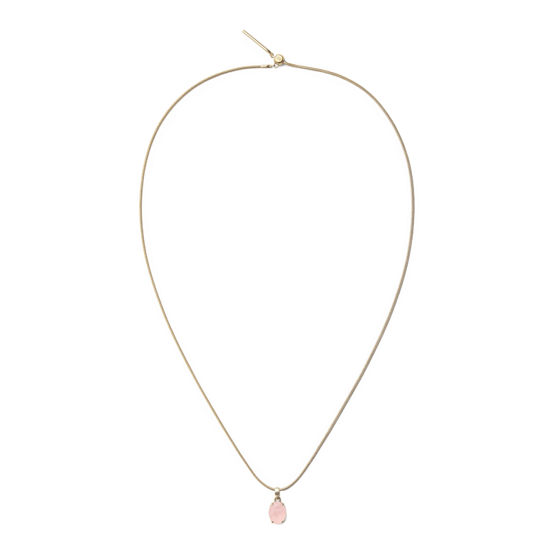 Rose Quartz Oval Gold Charm