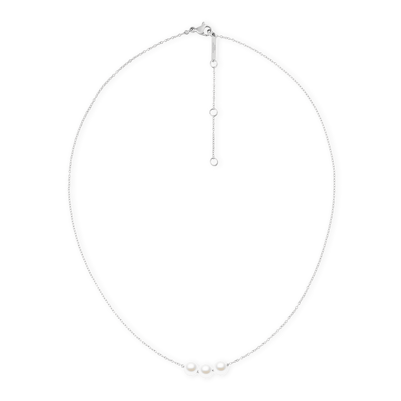 Pearl Trio Necklace Silver