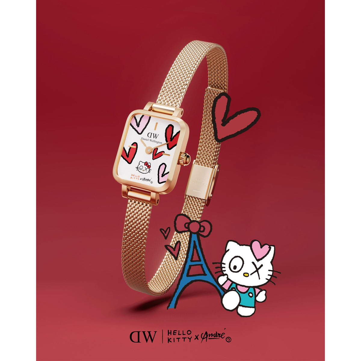 DW | Hello Kitty × André Quadro Mini and charms Set