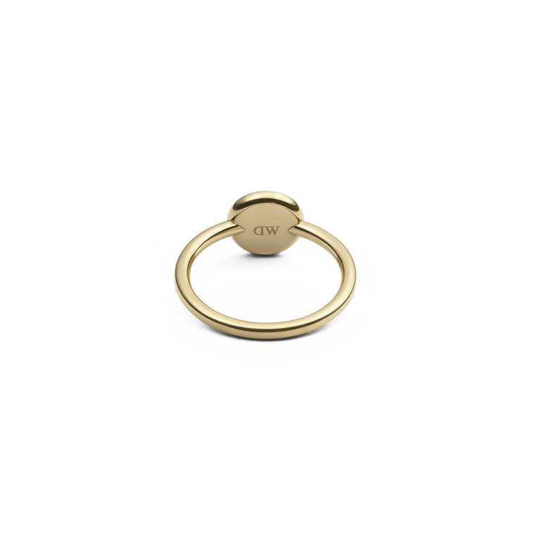 Back view of the Audrey Ring Tiger Eye Gold, showing the smooth gold band and polished underside of the setting with subtle Daniel Wellington branding.