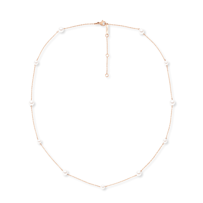 Pearl Step Necklace Rose Gold