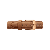 Durham Strap Rose Gold in light brown genuine leather with a smooth, vintage-inspired finish and a polished rose gold buckle, featuring detailed stitching and multiple holes for adjustable sizing.