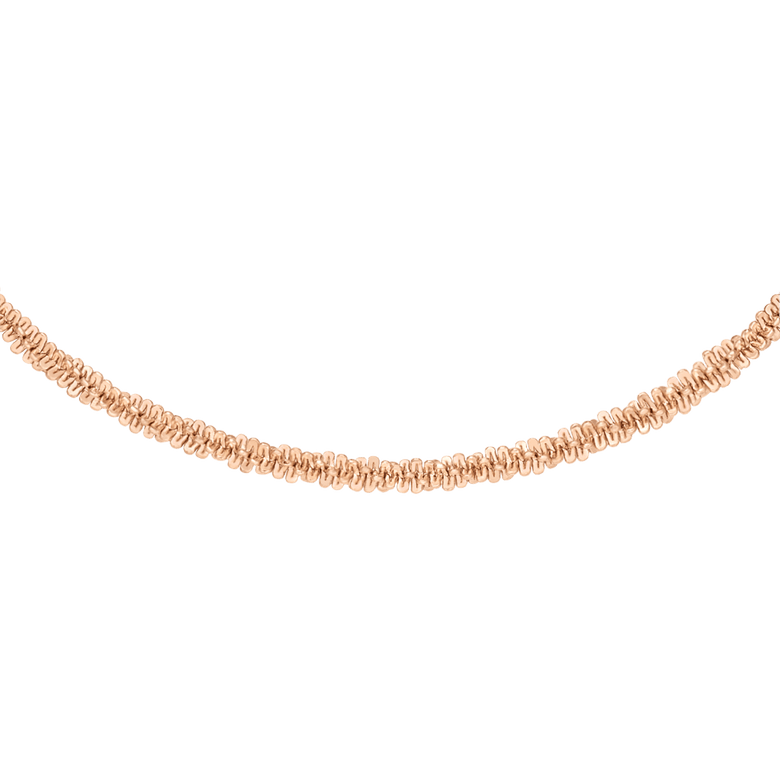 Twisted Chain Necklace RG featuring a slim, textured twisted link design in rose gold, crafted from stainless steel with a smooth finish.