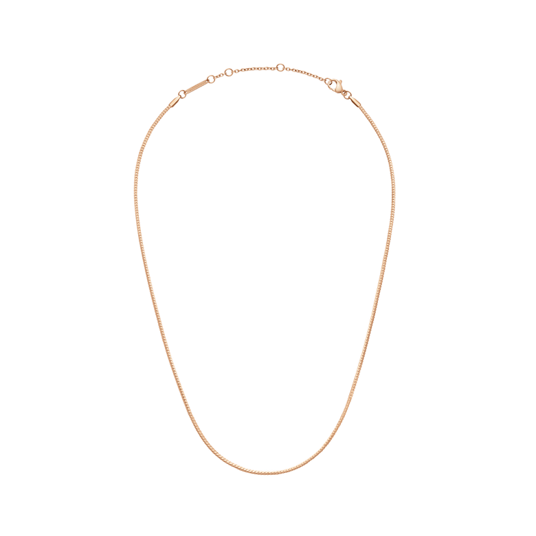 Flat Chain Necklace RG in rose gold with a slim, flat link design and adjustable clasp, ideal for layering or wearing alone for a minimalist look.