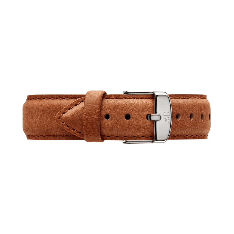 Light brown Durham Strap Silver genuine leather watch strap with a smooth finish, neat stitching, and a polished silver buckle, ideal for updating both men’s and women’s watches.