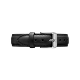 Classic Sheffield Strap Silver in black genuine leather with a sleek silver buckle, featuring fine stitching and a smooth, comfortable finish ideal for both formal and everyday wear.