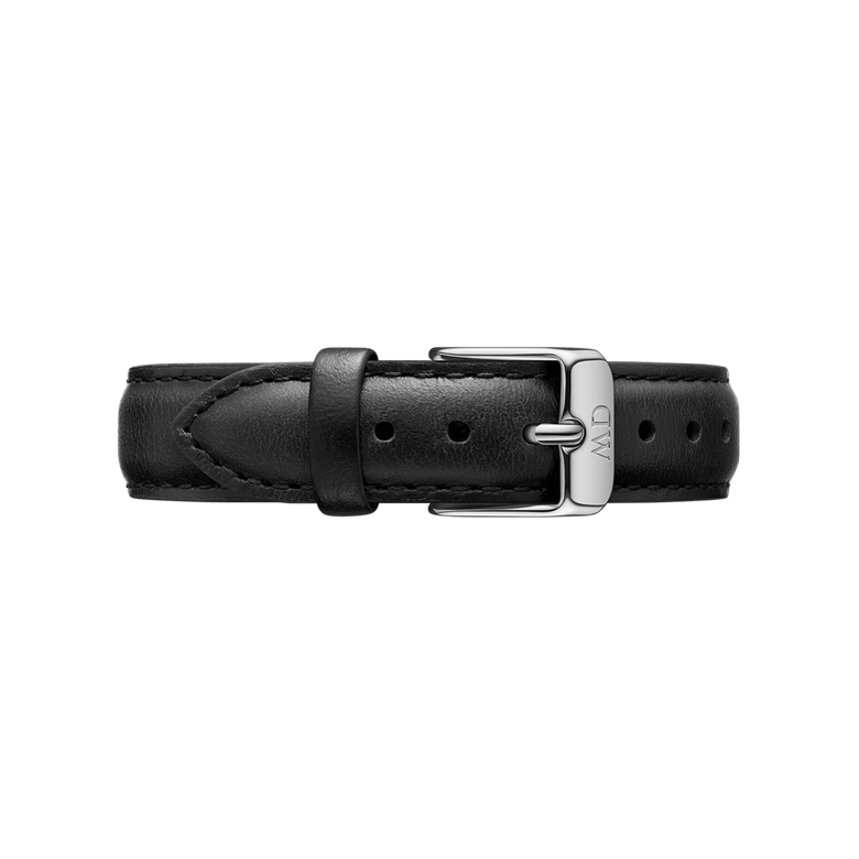 Classic Sheffield Strap Silver in black genuine leather with a sleek silver buckle, featuring fine stitching and a smooth, comfortable finish ideal for both formal and everyday wear.