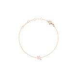 Crystal Zodiac Chain Bracelet Rose Gold with a fine rose gold chain, adjustable sizing rings, and a sparkling crystal Scorpio zodiac pendant.
