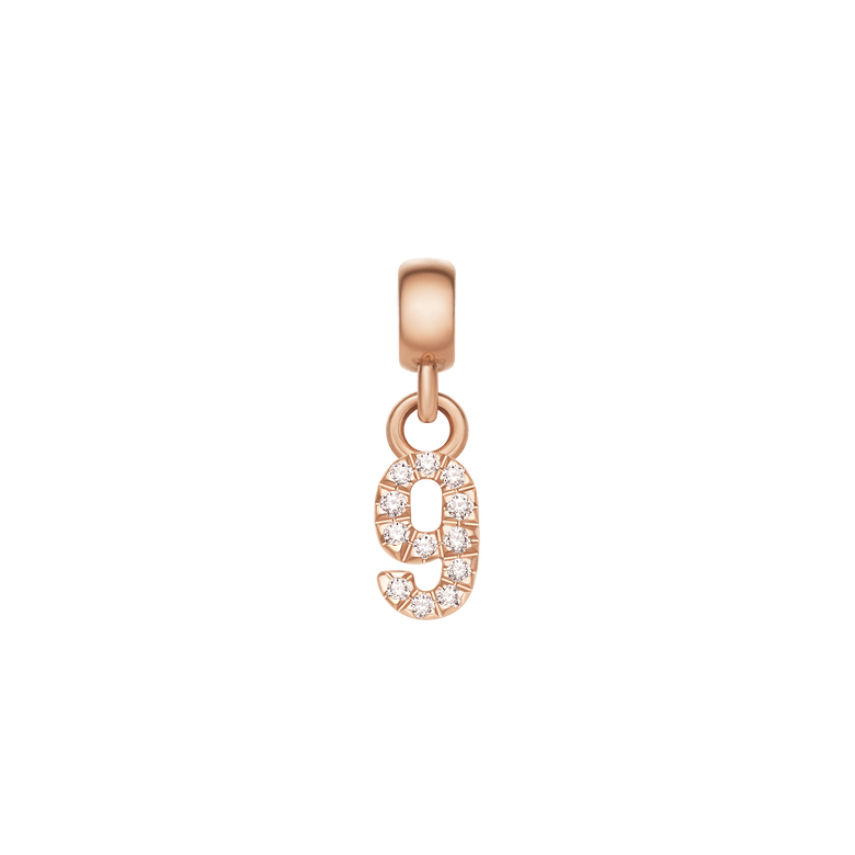 Crystal Number Charm Rose Gold