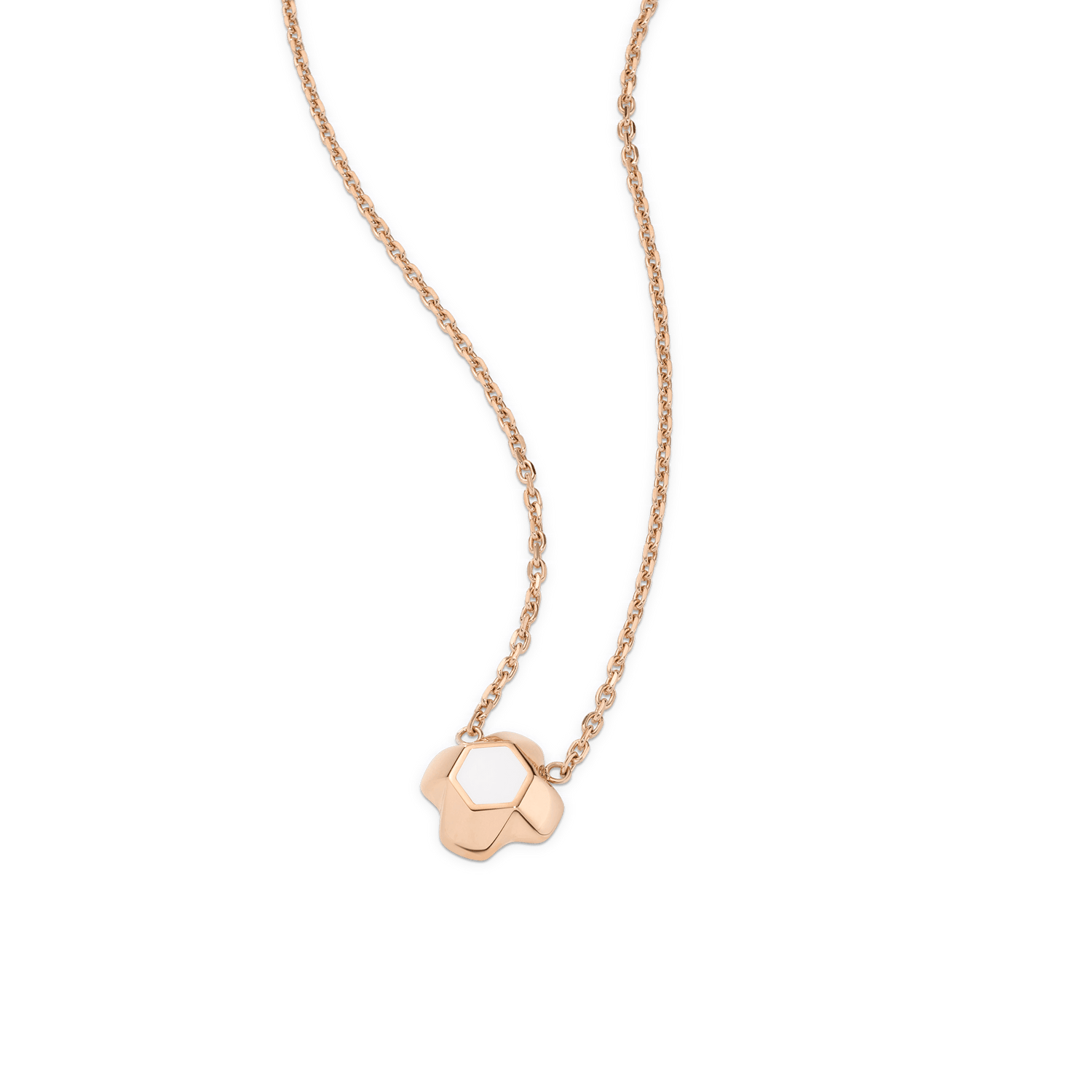 North Star Necklace 1 Small White Enamel Rose Gold